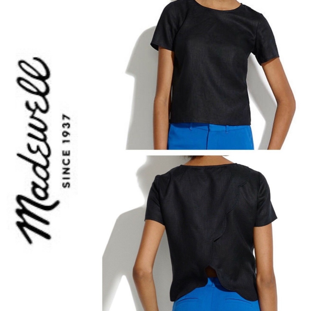 Madewell linen shirt open back scallop